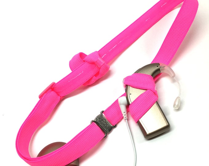 Pink - Cochlear Implant Heaband - Adjustable Length - Silicone Grip Sleeve - Non Slip Grip  - Unilateral, Bilateral, Bimodal options