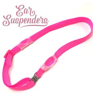 Ear Suspenders Hearing Aid Headband with adjustable head sizing, silicone grip and sliding silicone sleeves for natural BTE fit Pink image 4