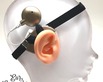 Black - Cochlear Implant Heaband - Resizable - Silicone Grip Sleeve - Non Slip Grip  - Unilateral, Bilateral, Bimodal options