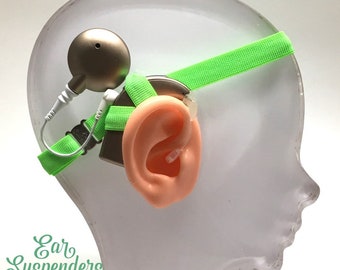 Neon Green - Cochlear Implant Heaband - Adjustable Length - Silicone Grip Sleeve - Non Slip Grip  - Unilateral, Bilateral, Bimodal option