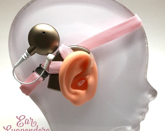 Light Pink - Cochlear Implant Heaband - Adjustable Length - Silicone Grip Sleeve - Non Slip Grip  - Unilateral, Bilateral, Bimodal option