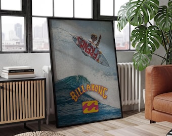 Retro Surf Poster, Vintage Beach Wall Art, Coastal Summer Print, Ocean Wave Room Decor, Surfer Gift, Tropical Bedroom Poster