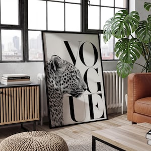 Black and White Leopard Poster | Minimalist Animal Wall Art | Safari Wildlife Print | Modern Monochrome Room Decor | Nature Gift Poster image 1