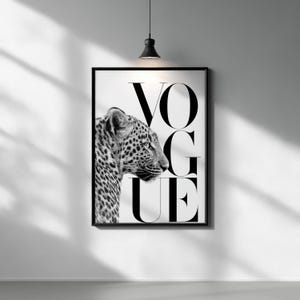Black and White Leopard Poster | Minimalist Animal Wall Art | Safari Wildlife Print | Modern Monochrome Room Decor | Nature Gift Poster image 2