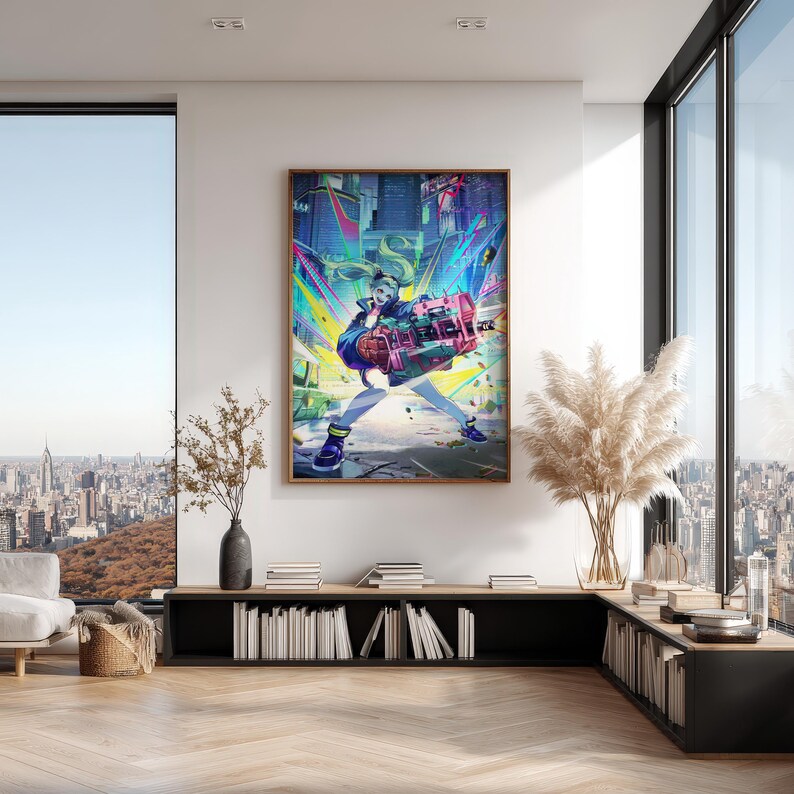 Rebecca Cyberpunk Poster | Edgerunners Anime Wall Art | Neon Night City Character Print | Sci Fi Gamer Room Decor | Rebecca Fan Gift image 3