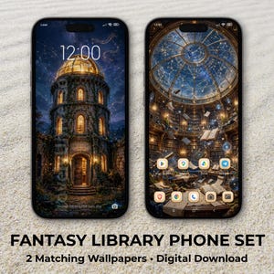 Pacote de papéis de parede Dark Academia para celular, fundo gótico de biblioteca para iPhone, tela de bloqueio aconchegante e vintage para Android com temática de livros, download digital de livros mágicos