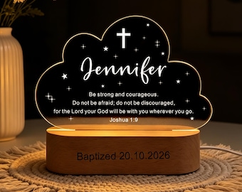 Personalized Baptism Night Light for Baby, Custom Christening Gift for Goddaughter / Godson, Baptized Keepsake Lamp, Bible Verse Lamp