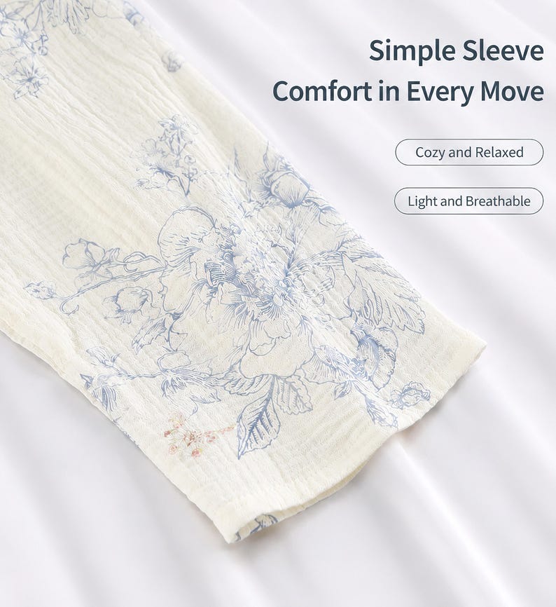 Cotton Floral Nightgown for Women,Lightweight Muslin Sleep Dress,Soft Lounge Robe with Pocket,Breathable Summer Sleepwear, Comfy House Dress image 7