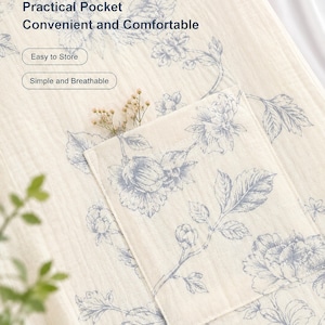 Cotton Floral Nightgown for Women,Lightweight Muslin Sleep Dress,Soft Lounge Robe with Pocket,Breathable Summer Sleepwear, Comfy House Dress image 6