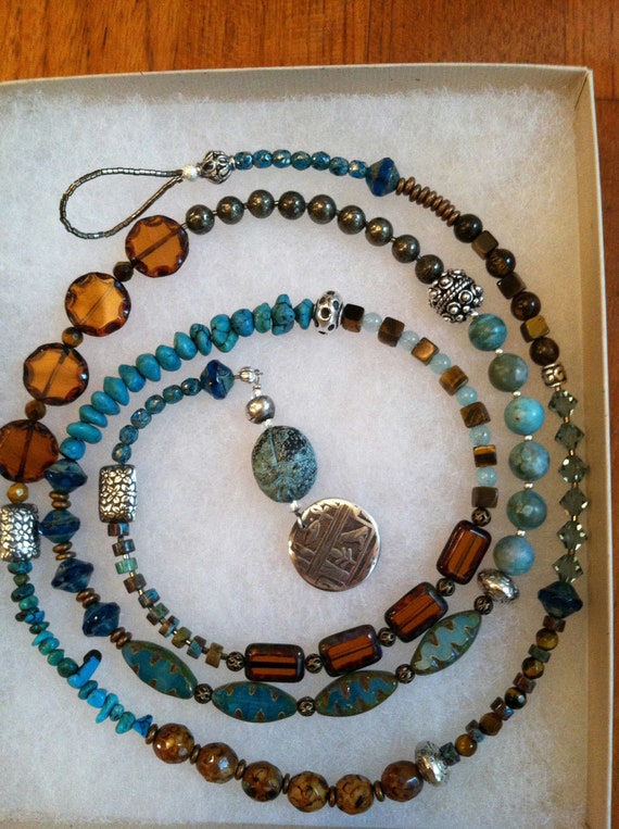 Earth tones and turquoise necklace