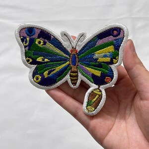 Custom Embroidered Patch, Colorful Butterfly Iron On Sew On Hook and Loop, Floral Nature Applique, Whimsical Garden Jacket Backpack Gift
