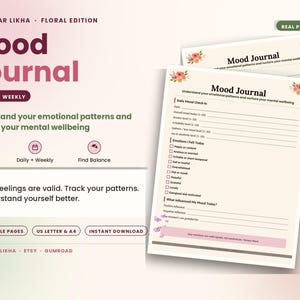 Menopause Mood Journal Printable | Perimenopause Emotional Wellness Tracker | Daily Log | A4 & US Letter