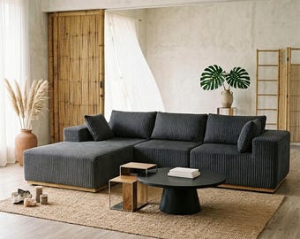 Modulares 108-Zoll-Schlafsofa in L-Form, knochenlose Wolkencouch mit Chaiselounge, modernes Wandelsofa für Wohnzimmer & Wohnung