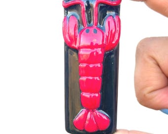 Bic Maxi用3Dロブスターライターケース、海岸風セラミックライターカバー、樹脂コーティングライタースリーブ、面白いシーフード喫煙アクセサリー