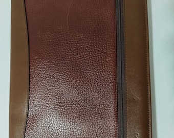 Vintage Guy Laroche Paris Leather Document Clutch Portfolio Bag - Authentic Brown Pebbled Leather Business Case - Archival Luxury Fashion