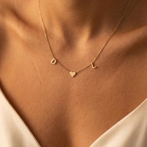 Heart Initial Necklace, Custom Letter Necklace, Multiple Child Initial Necklace, Children's Initial Necklace, Family Necklace, Gift for Mom
