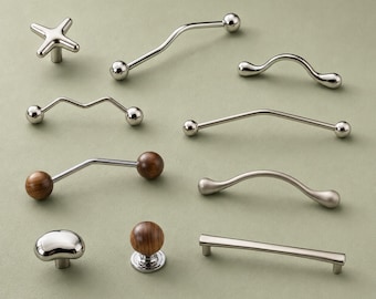 Silver Cabinet Handles and Knobs, French Vintage Drawer Pulls, Minimalist Wardrobe Hardware, Modern Luxury Furniture Handle