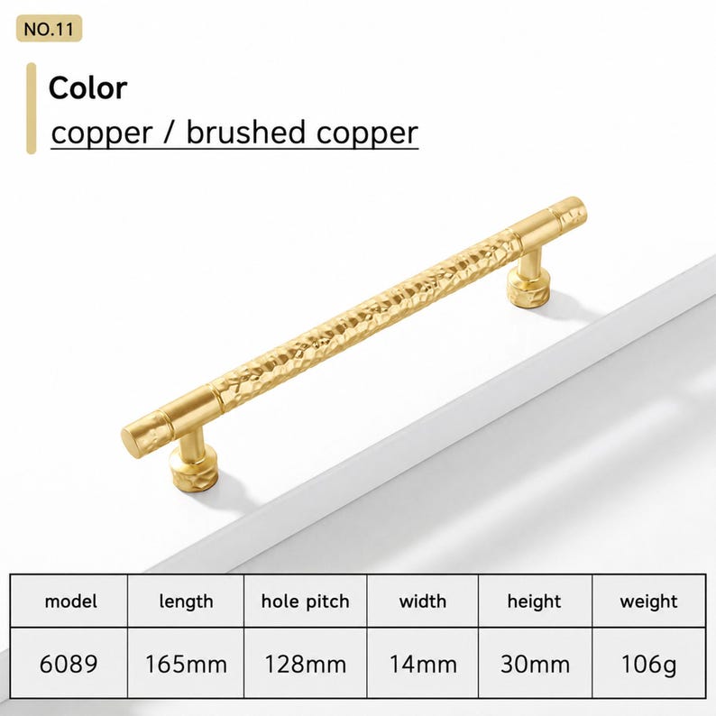Hammered Texture Cabinet Knobs Pulls, Bright Gold Gloss Black Copper Drawer Handles NO.11