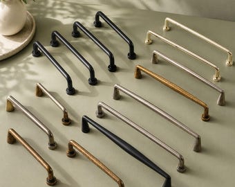 Vintage Cabinet Pulls, Zinc Alloy Drawer Handles, American Modern Minimalist Hardware (96-192mm)