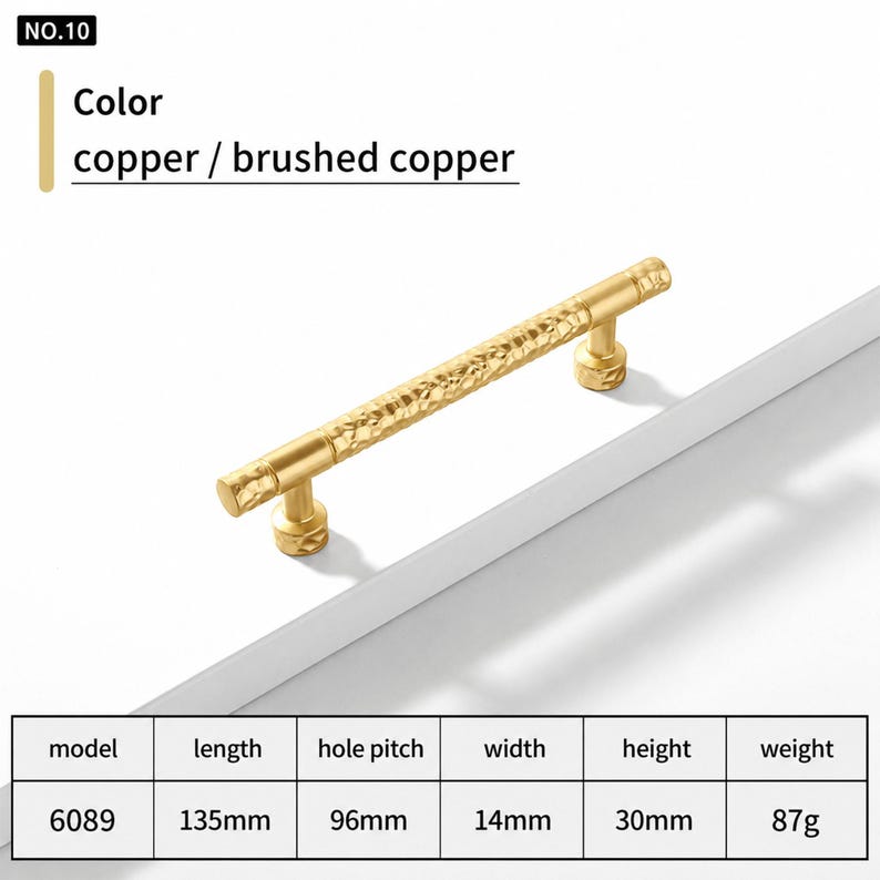 Hammered Texture Cabinet Knobs Pulls, Bright Gold Gloss Black Copper Drawer Handles NO.10