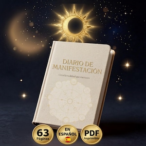 Diario de Manifestación PDF Imprimible, Diario de Gratitud y Ley de Atracción, Planificador Digital Habit Tracker, Método 369 Boho Luna