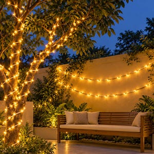 Solar Hemp Rope String Lights, Warm White Outdoor Patio Decor String Lights, Waterproof Garden Yard Lighting