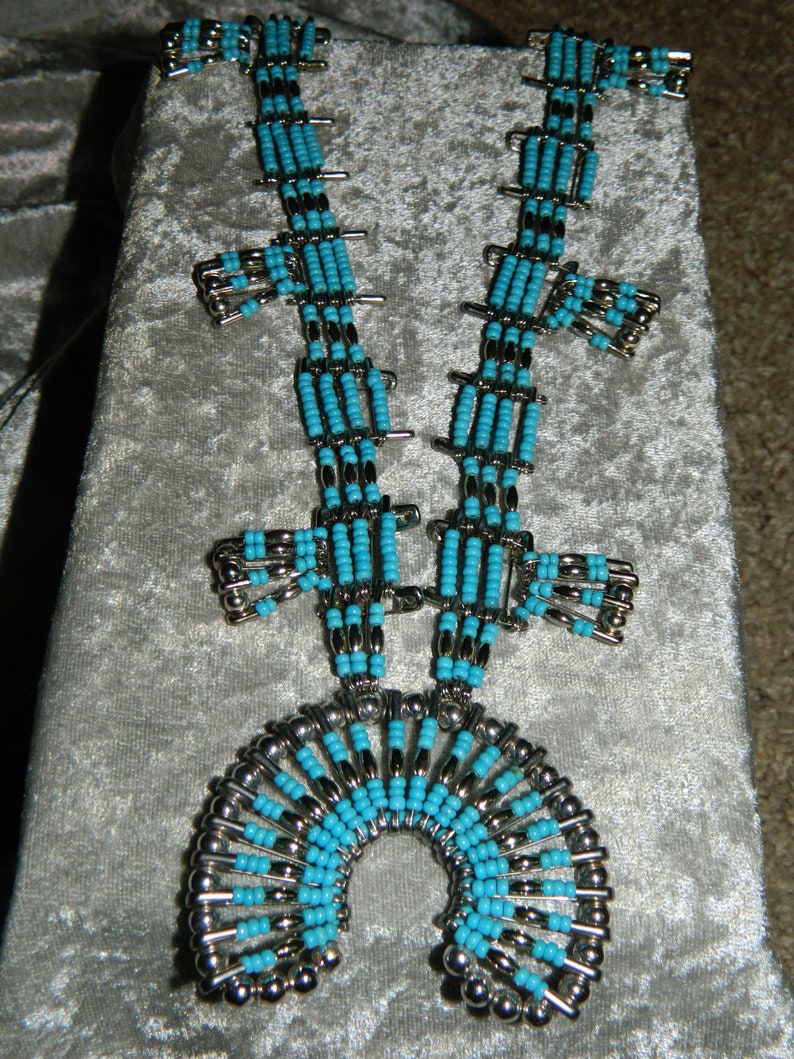 Safety Pin Turquoise Squash Blossom Necklace Etsy