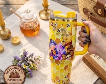 Customised Stanley Winnie the Pooh Bear version 2 40oz Tumbler/Flask UV Printed
