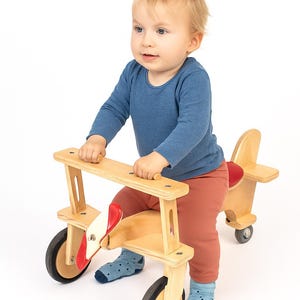wooden balance bike for toddlers 1-3 years old, first birthday gift, eco friendly wooden toy , kids ride on toy image 2