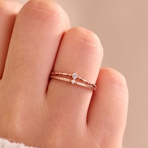 Anel vintage de aro duplo, prata de lei com haste dividida, cravejado com zircônias, joia de compromisso feminina