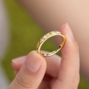 Custom Family Birthstone Ring, Personalized Engraved Name Band, Multiple Gemstone Ring