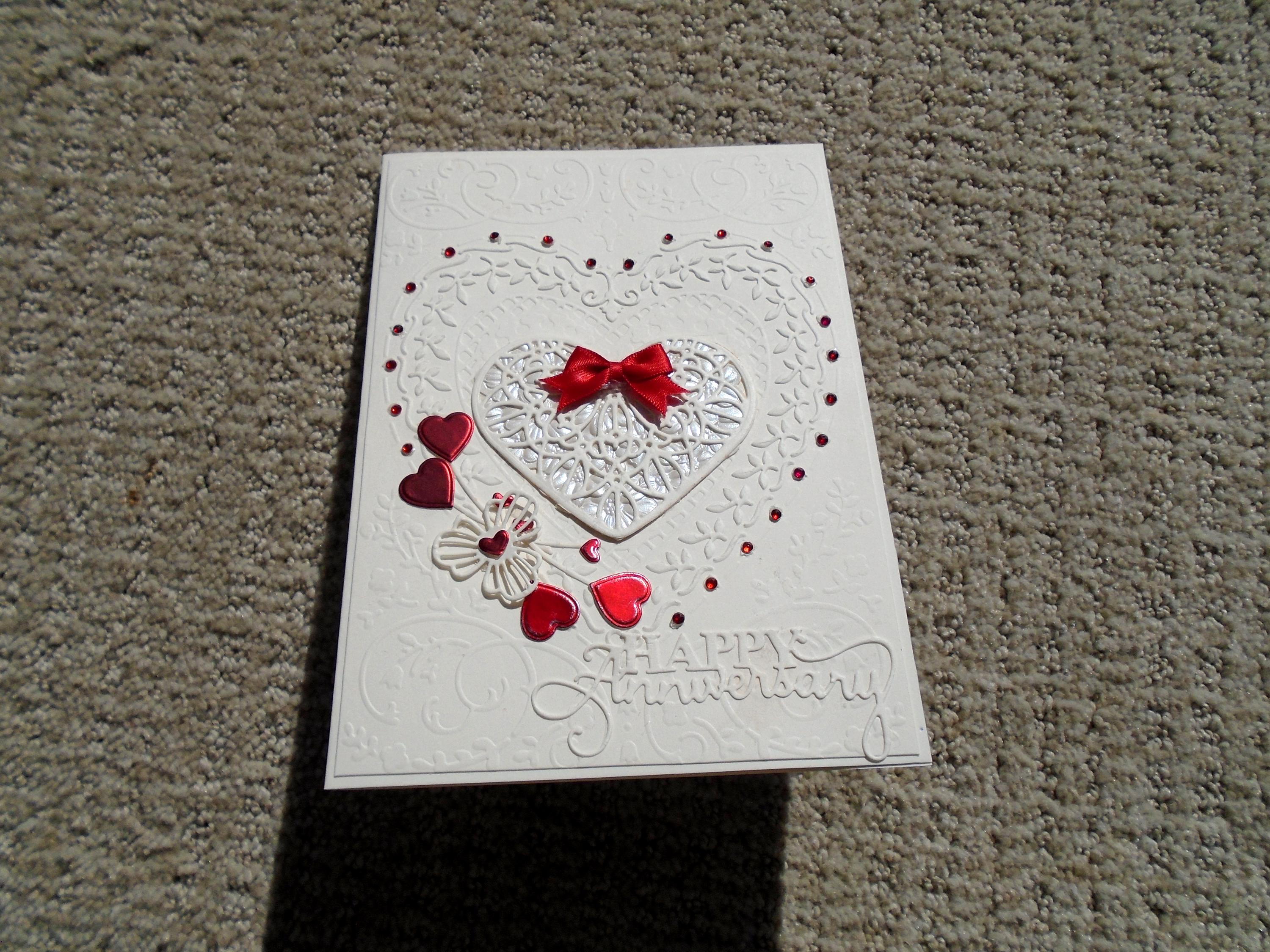Anniversary 3D Handmade Greeting Card With Heart Cutout and Embossed ...