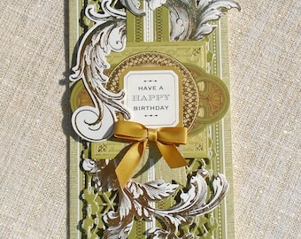 Masculine 3d Slimline Size Handmade Greeting Card with Die Cuts