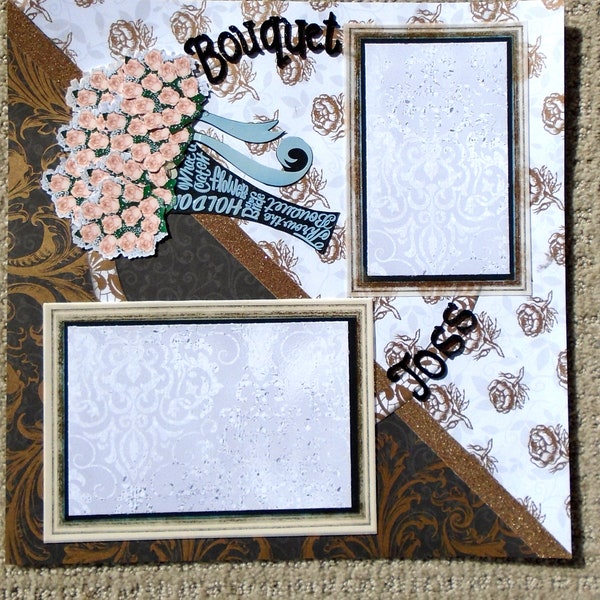 12 x 12 Wedding Scrapbook Premade Pages with 3d Elements