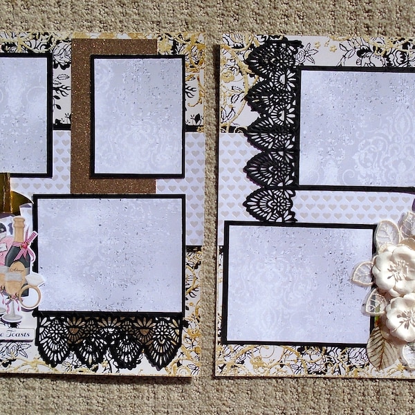 12 x 12 Wedding Scrapbook Pages with 3d Elements