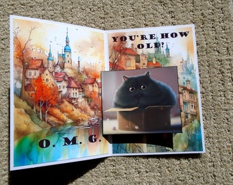 Whimsical Birthday Pop Up Card: Digital Art, Handmade