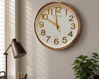 Large Gold 3D Wall Clock, Silent Nordic Luxury Living Room Decor