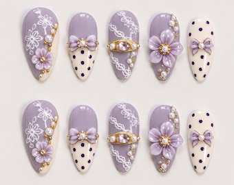 Engagement Bridal Press On Nails, Coquette Future Mrs 3D Floral Nails, White Wedding Nail Handmade Luxury Gel Look Summer Birthday nails set