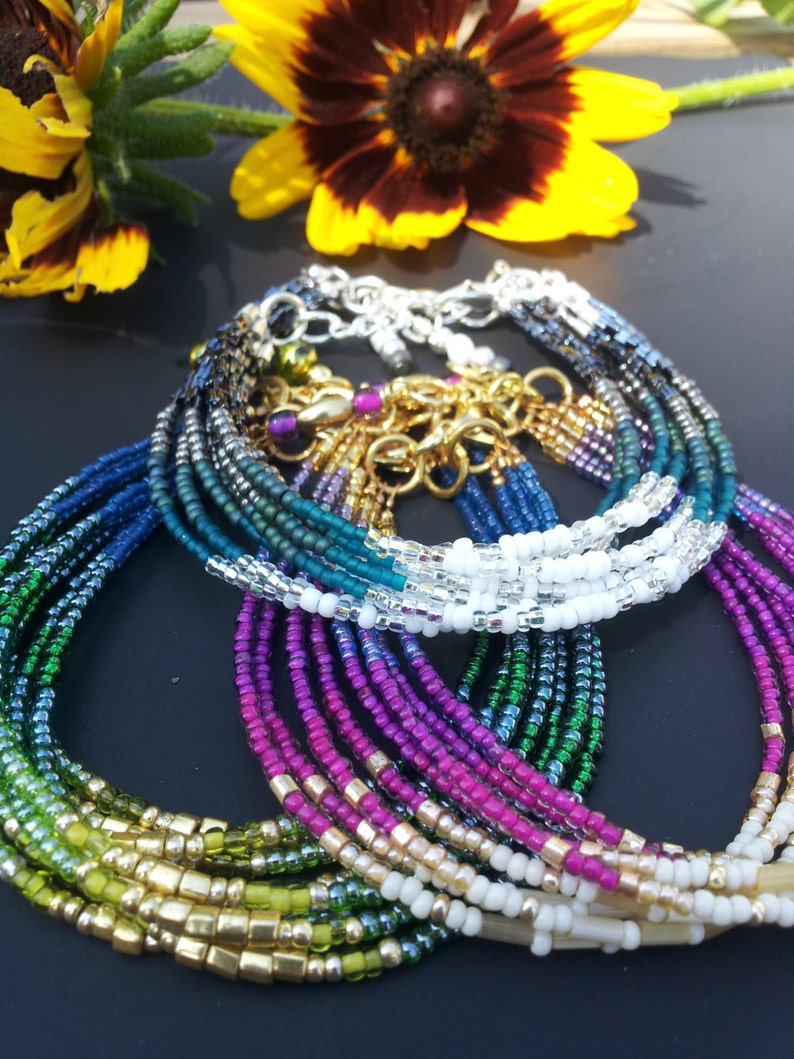 Seed bead bracelet beaded bracelet set Purple Ombre jewelry Etsy