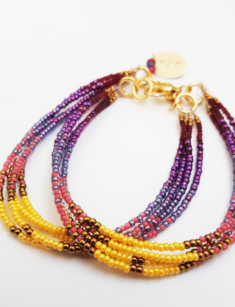 Seed bead bracelet beaded bracelet set Purple Ombre jewelry Etsy