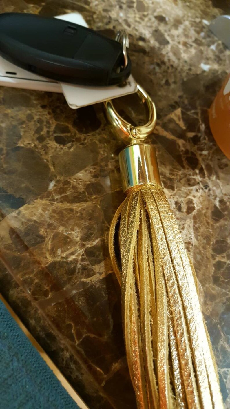 Key chain Tassel LARGE Tassel Handbag Charm Leather Tassel Etsy