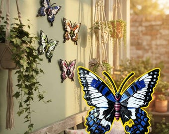 4Pcs Metal Butterfly Wall Hanging Decor, Indoor Outdoor Wall Art for Garden Patio Home