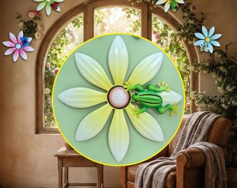 4Pcs Metal Daisy Wall Art, Iron Flower Decor, Hanging Ornament for Living Room / Patio