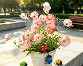 Ladybug Metal Ornament, Whimsical Figurine for Garden & Home Decor, Gift