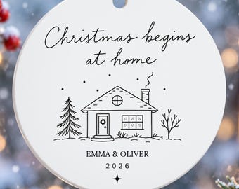 Personalized New Home Christmas Ornament, Minimalist House Illustration Names, Housewarming Keepsake Decoration, Homeowner Present