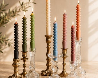 Handmade Spiral Taper Candles Colorful Long Soy Wax Candles Twisted Decorative Candles Home Decor Happy Fathers Day Gift for Dad