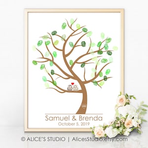 Wedding Tree Guest Book Alternative - Love Bird Tree Fingerprint Tree - Rustic Wedding - Wedding Registry - Art Print or Digital Printable