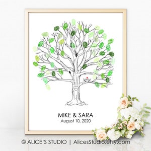 Custom Wedding Guest book Fingerprint Tree Print - Guest Book Alternative Poster - Family Tree - Fingerprint Tree Rustic Guest Book