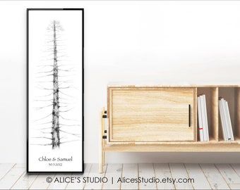 Custom Rustic Pine Tree Wedding Guest Book Alternative • Hand-drawn Art Print (Paper or Canvas)