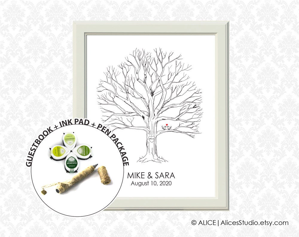 Guestbook Ink Pad Package Hand Drawn Wedding Guest book Etsy